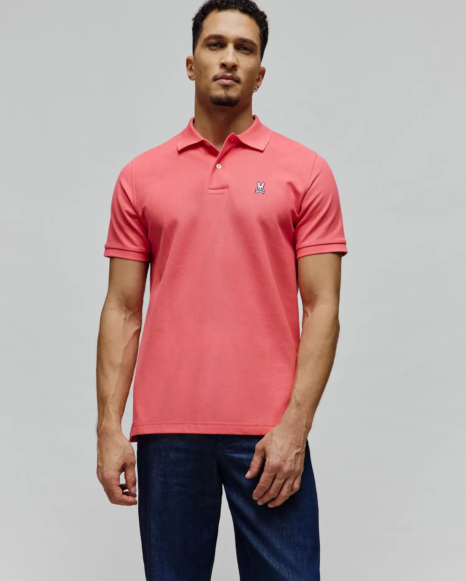 Psycho Bunny Men's Polos Classic Pique Polo B6K001F200 polo corallo in piqué