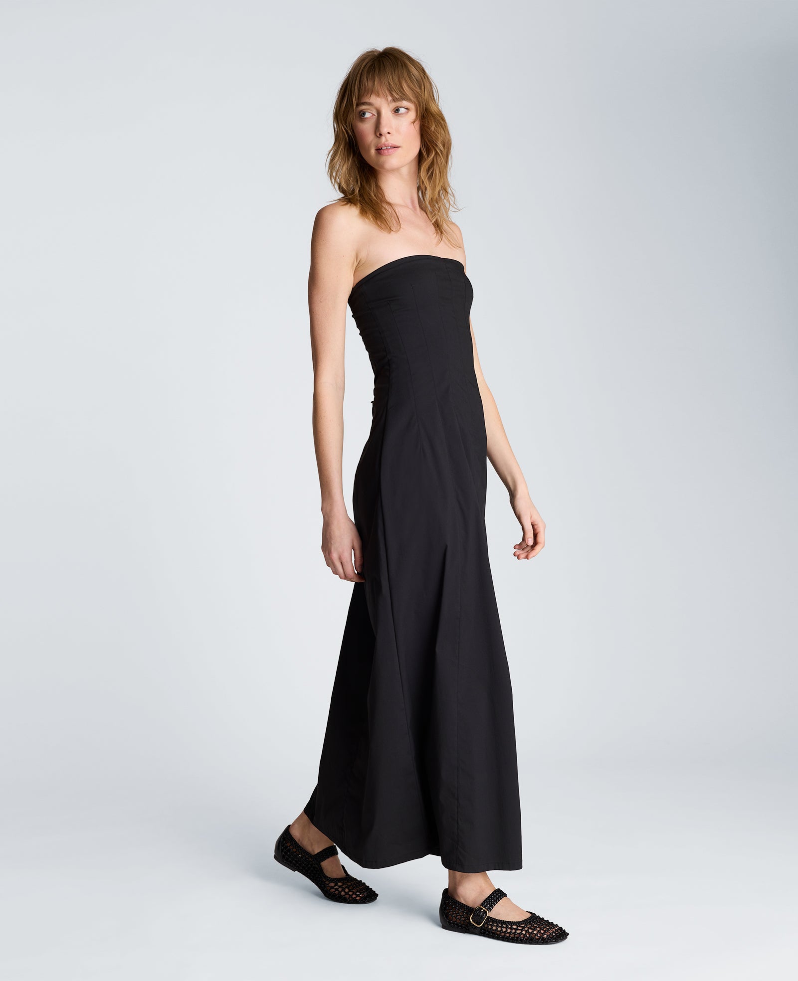 Kenneth Cole Reaction Clothing Strapless Maxi Dress abito lungo nero senza spalline