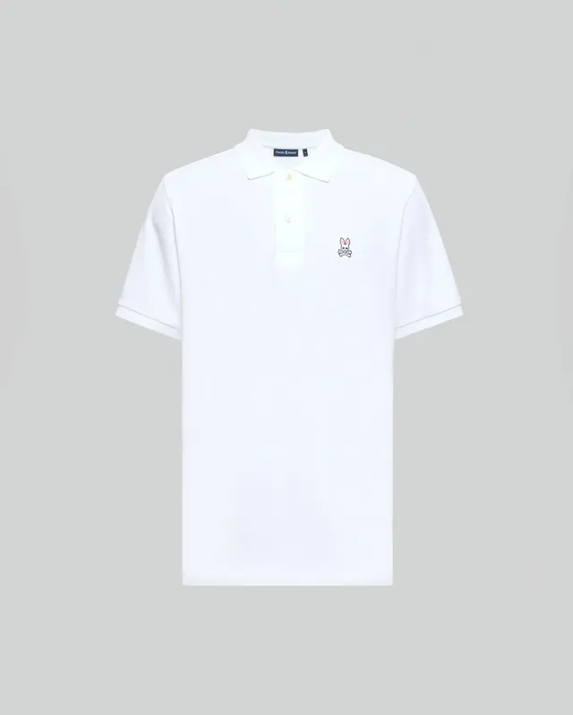 Psycho Bunny Men's Polos Classic Pique Polo Shirt B6K001ARPC polo White