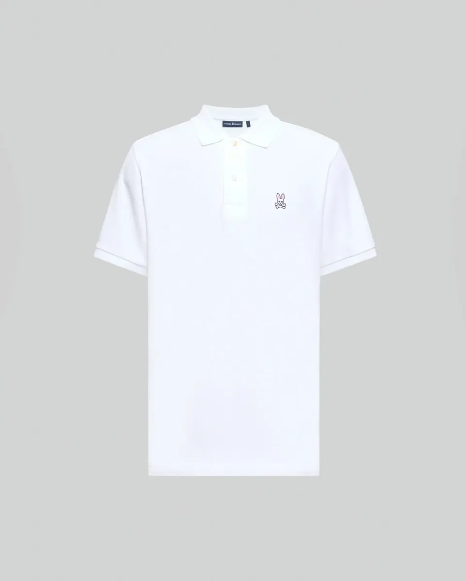 Psycho Bunny Men's Polos Classic Pique Polo Shirt B6K001ARPC polo White