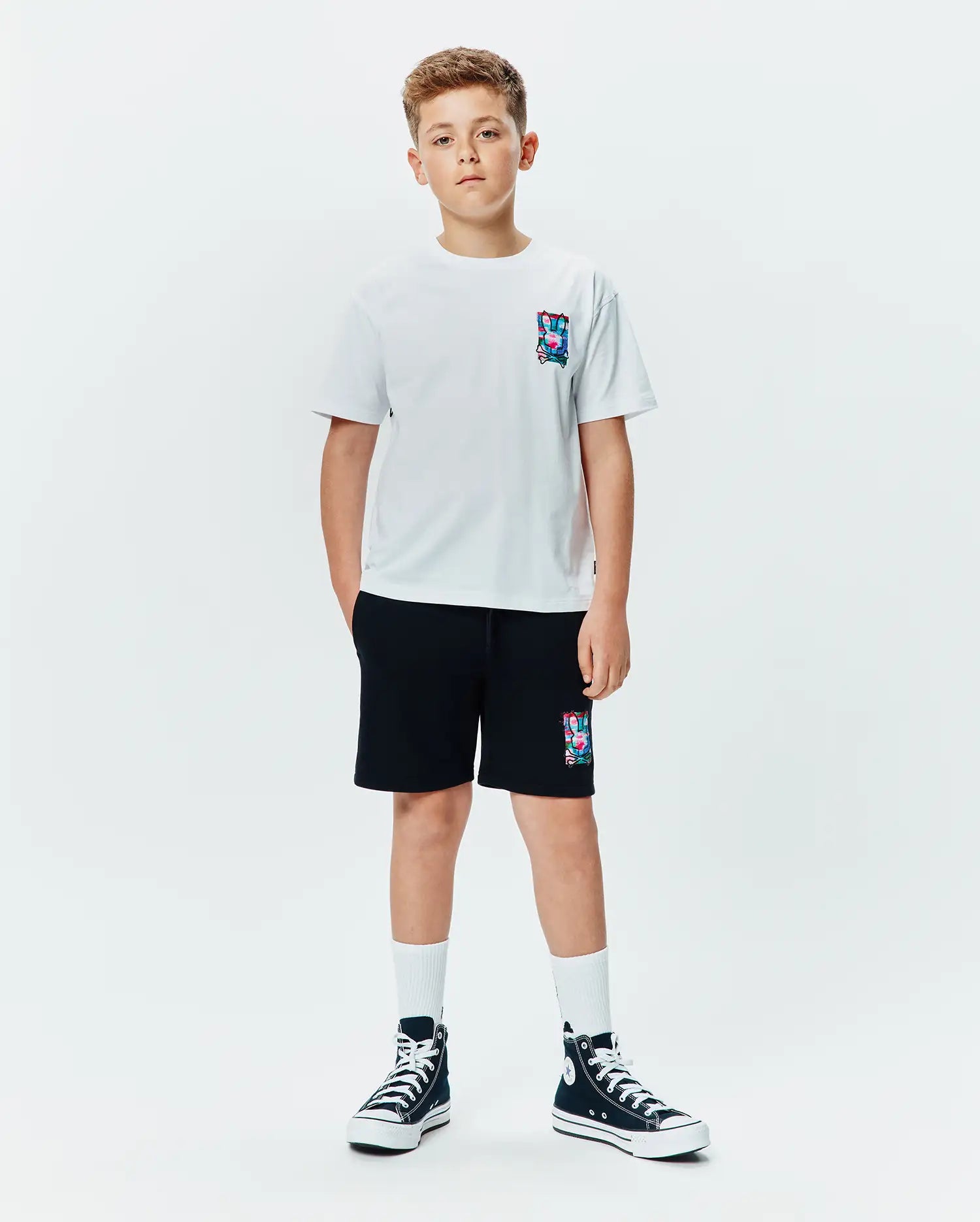 Psycho Bunny Kids Tees Isaac Relaxed Fit Tee maglietta bianca oversize