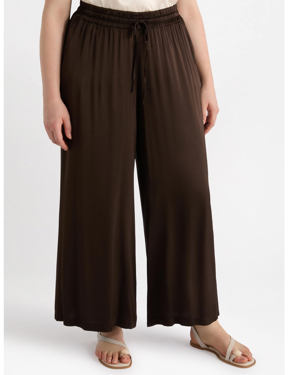 Fiorella Rubino Pantaloni Palazzo in Raso marroni S Plus
