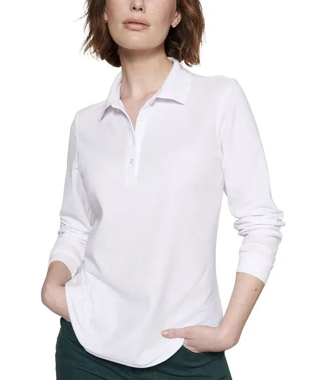Damart Prêt-à-porter polo in maglia trapuntata bianca 38