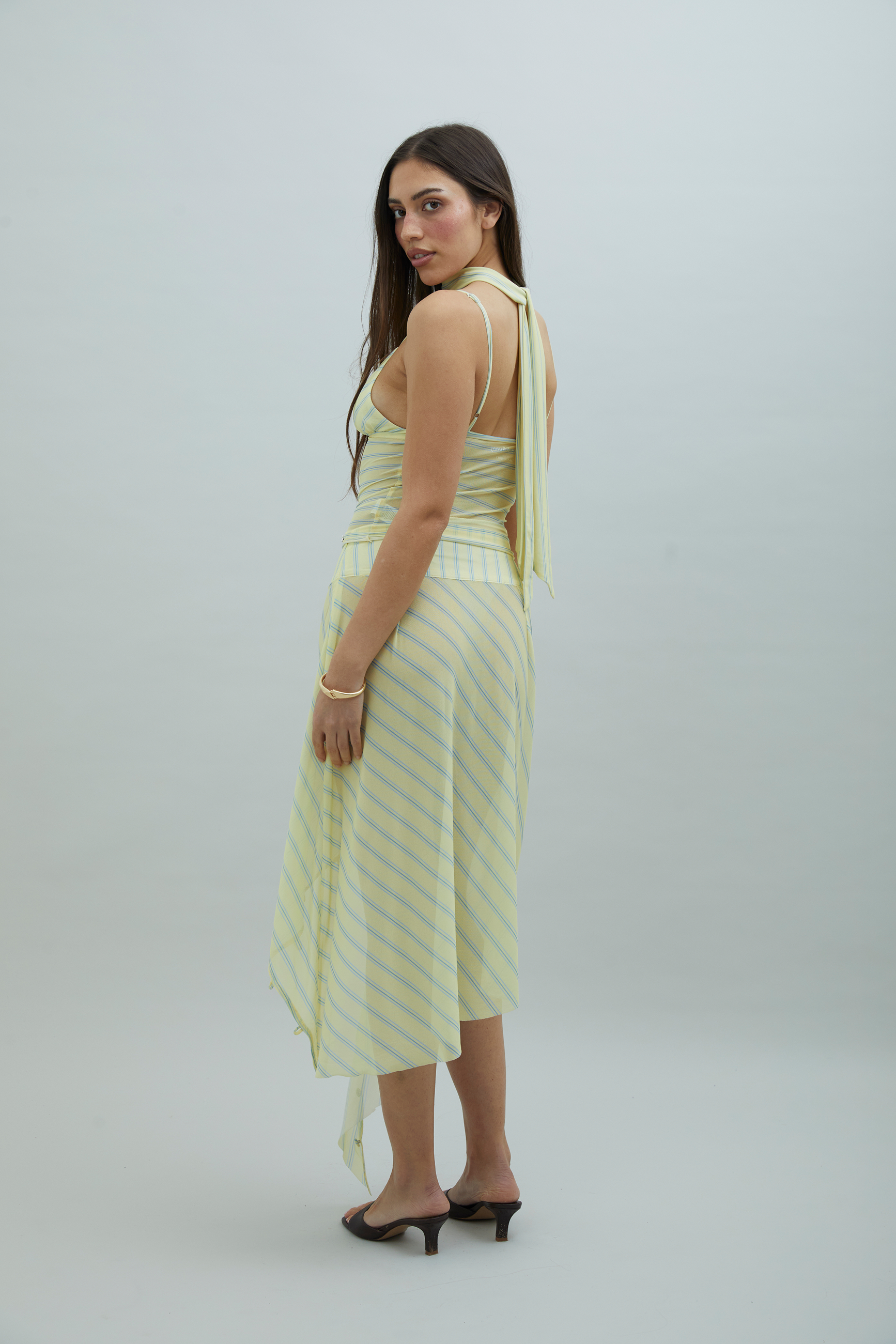 House Of Sunny Women's Skirts Striped Mesh Asymmetric Skirt gonna a righe UK 6–18 mesh