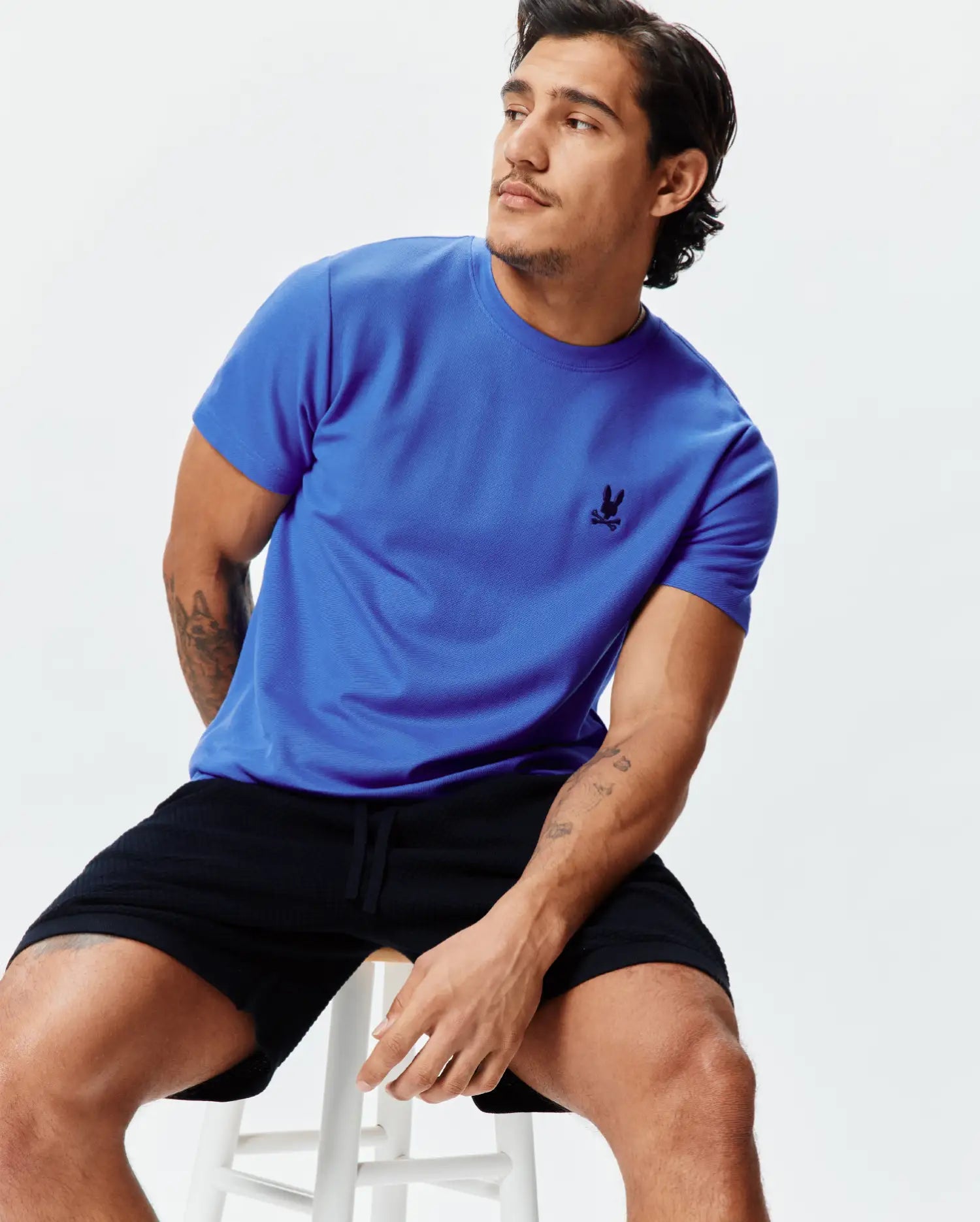 Psycho Bunny Men's Tees Taylor Pique Tee t-shirt blu Amparo cotone Pima