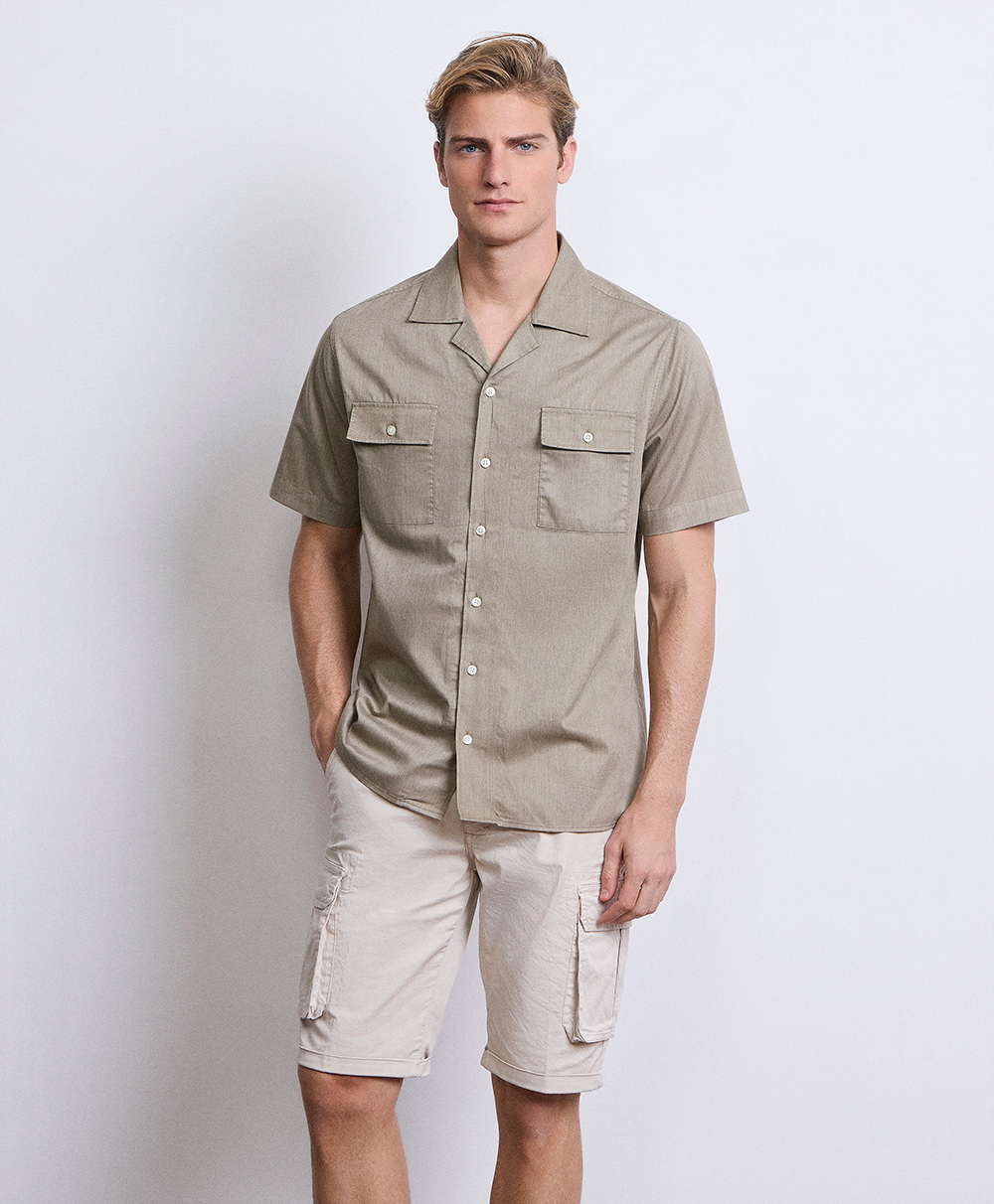 Markup Uomo Camicie Camicia collo riviera Camicia twill tinto capo