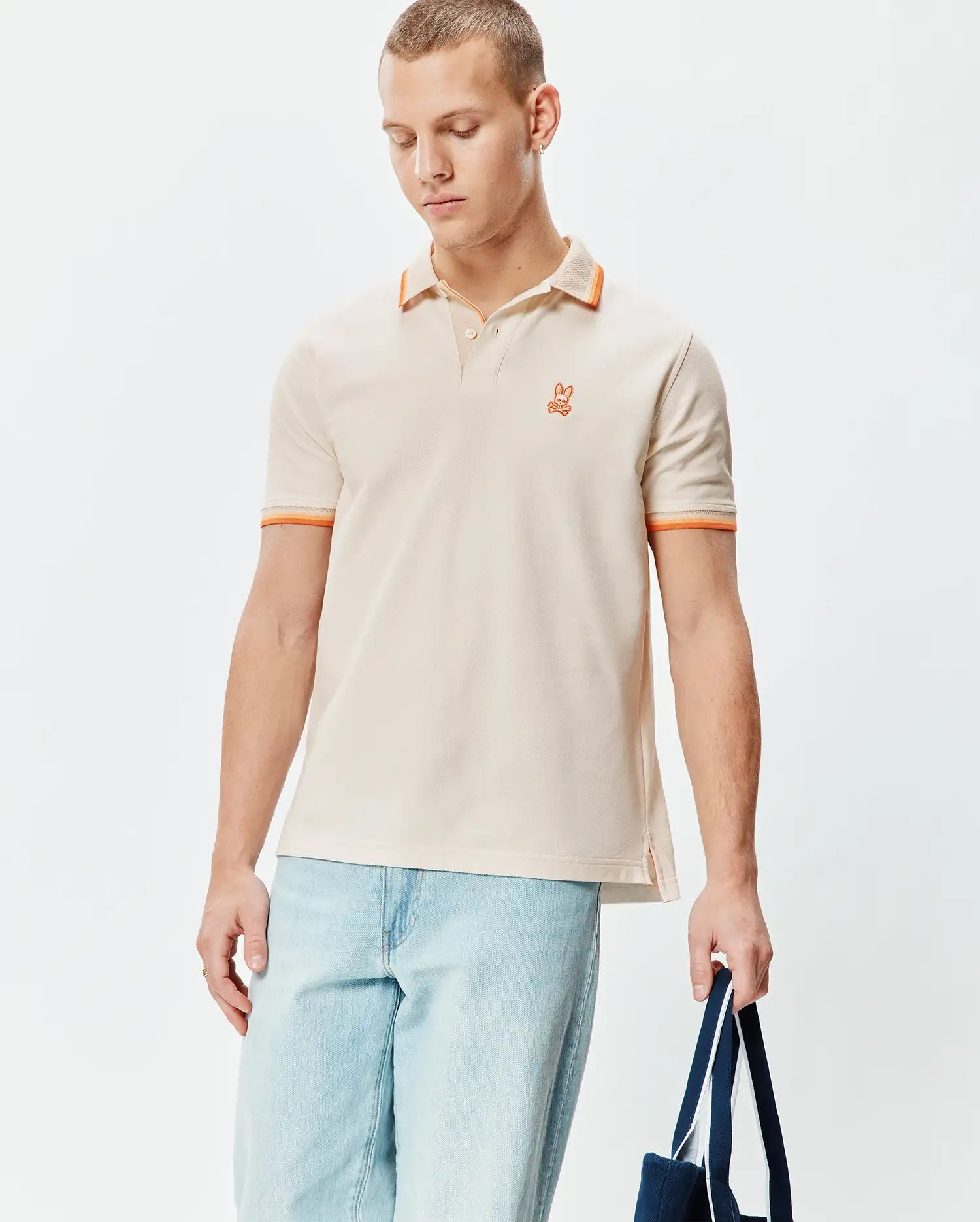 Psycho Bunny Men's Polos Holden Pique Polo polo beige cotone Pima