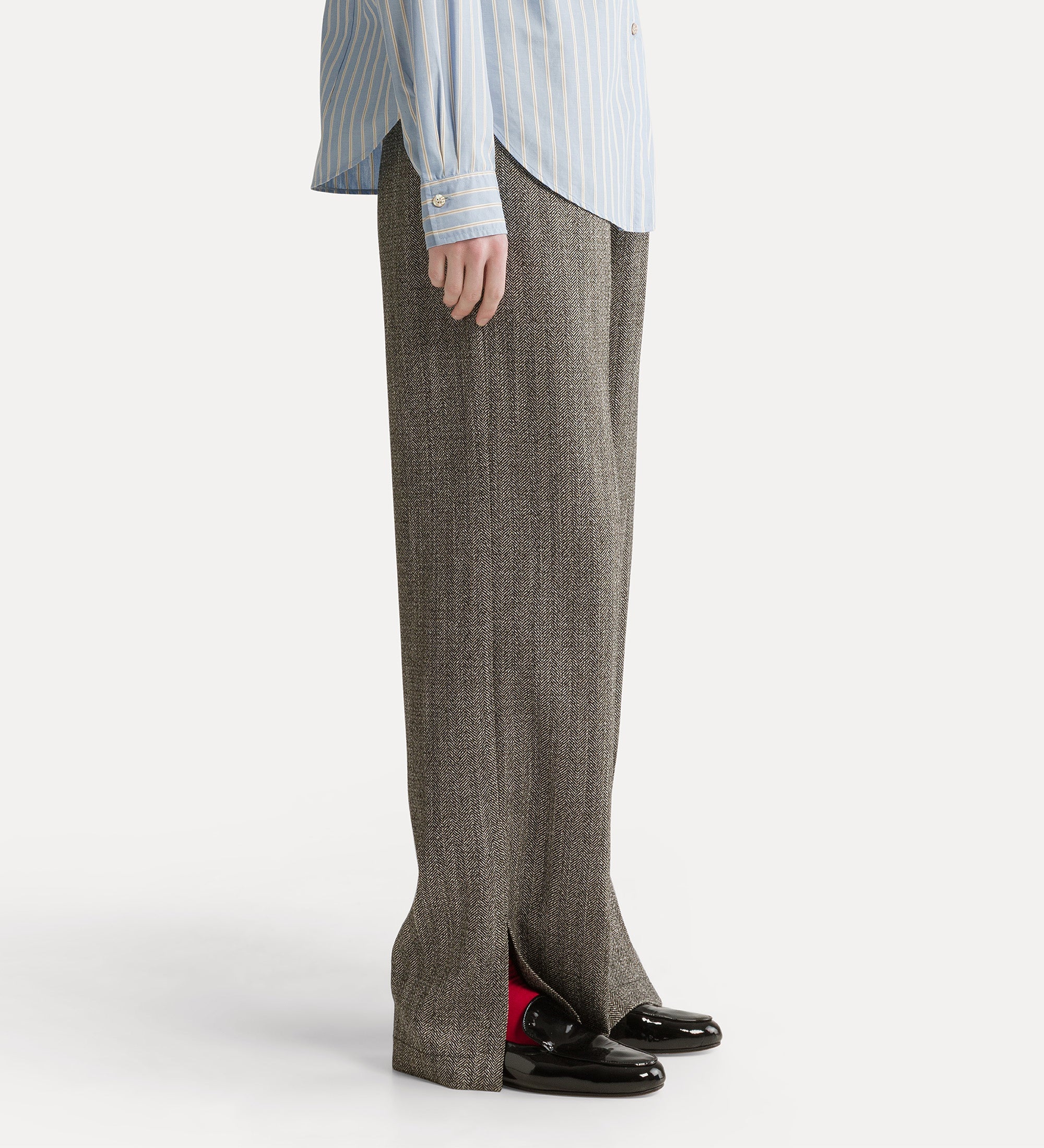 Forte pantaloni chevron jaspé trousers pantaloni nero elasticizzati