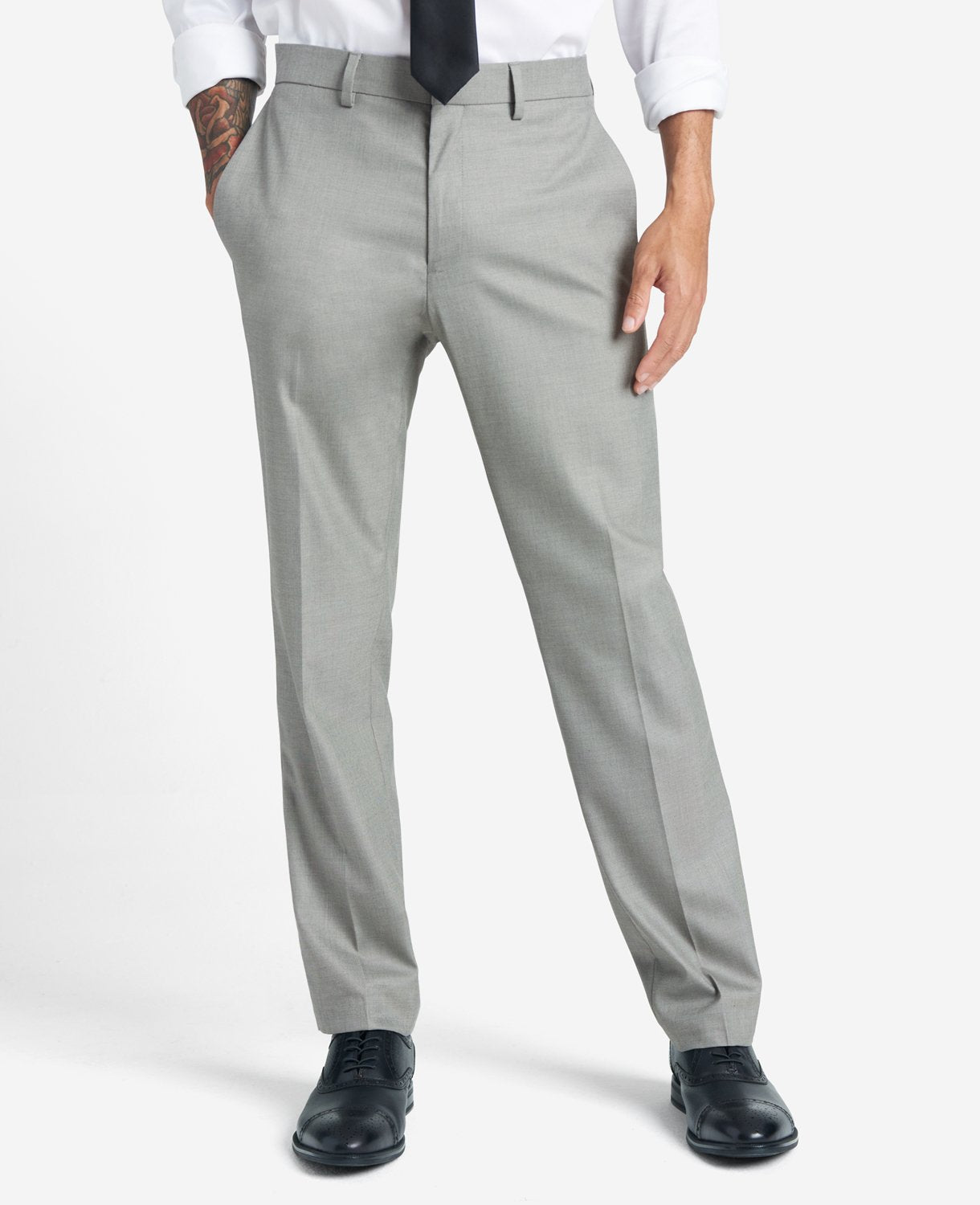 Kenneth Cole Reaction Slim-Fit Stretch Twill Dress Pant pantaloni grigi