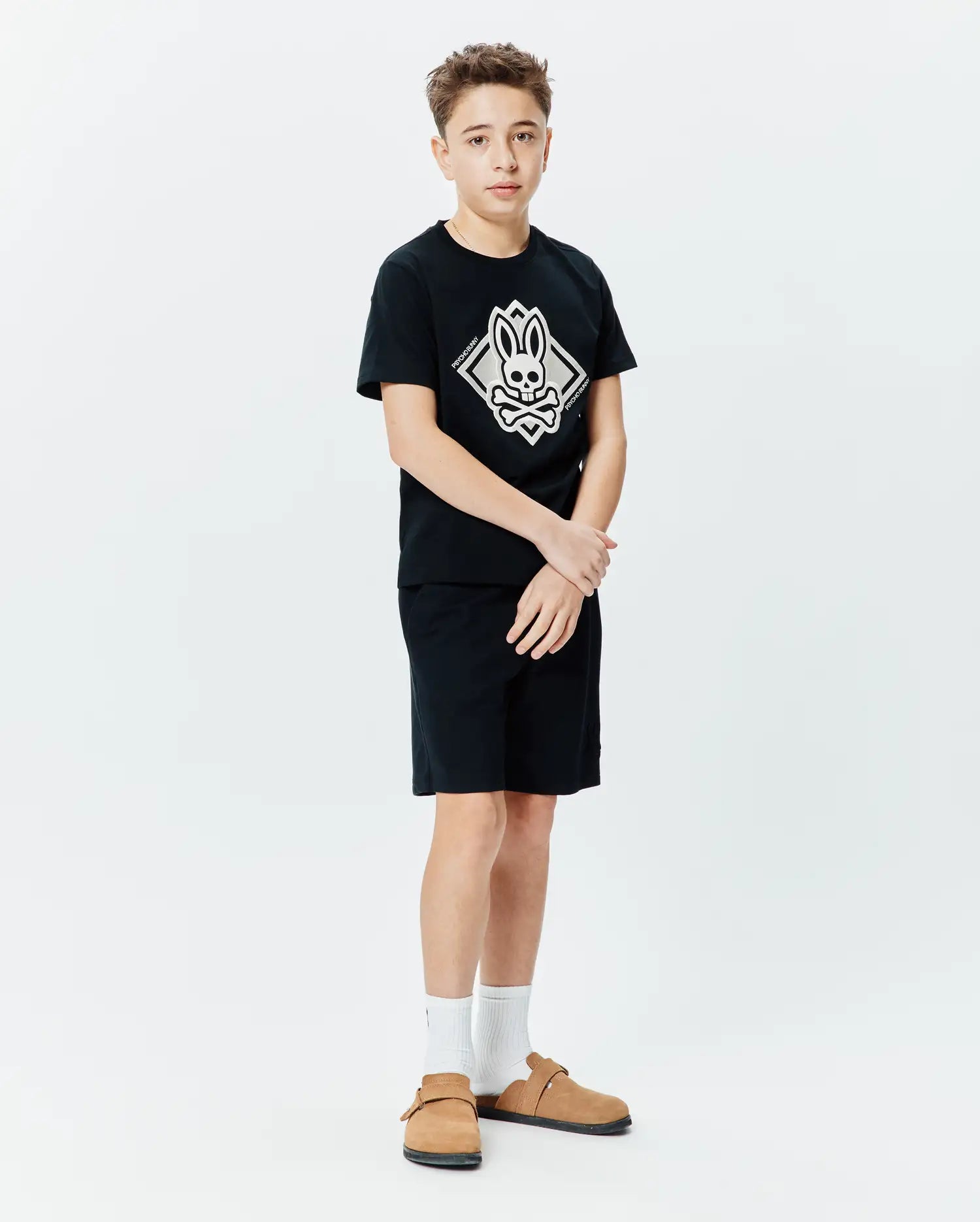 Psycho Bunny Kids Tees Tobias Graphic Tee maglietta nera cotone Pima