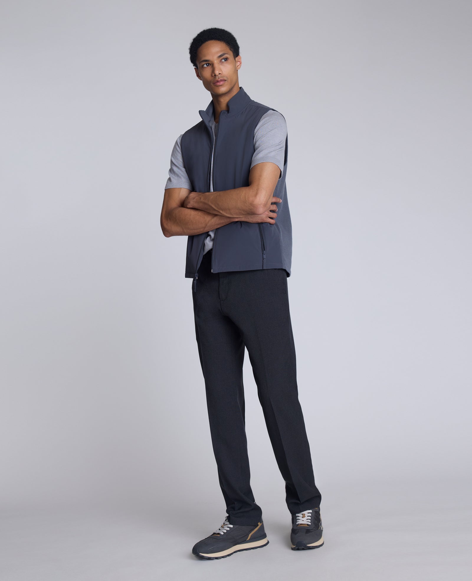 Kenneth Cole Reaction Clothing Mixed Media Vest gilet imbottito grigio