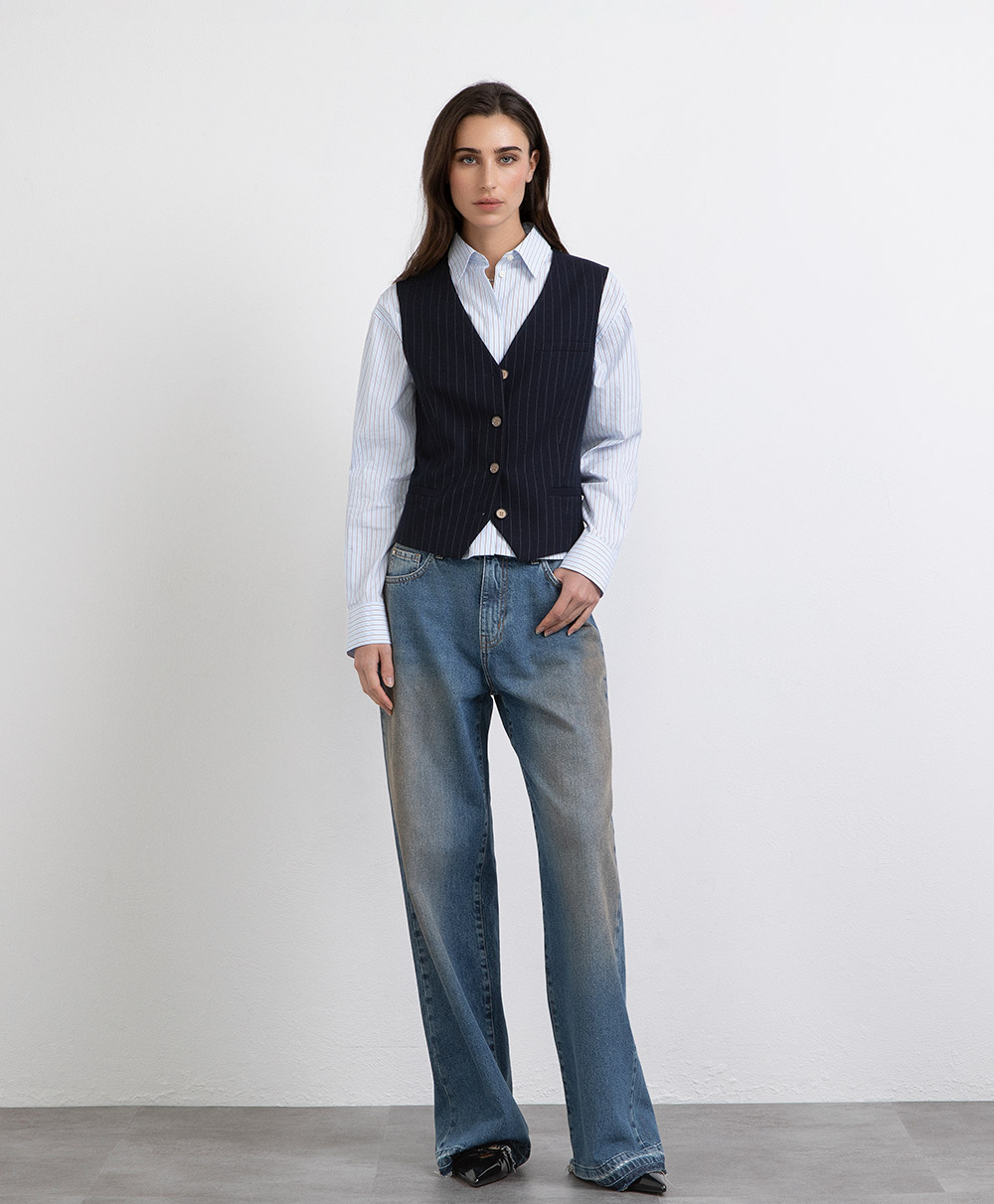 Markup Donna Giacche & Giubbotti Gilet in tessuto gessato gilet