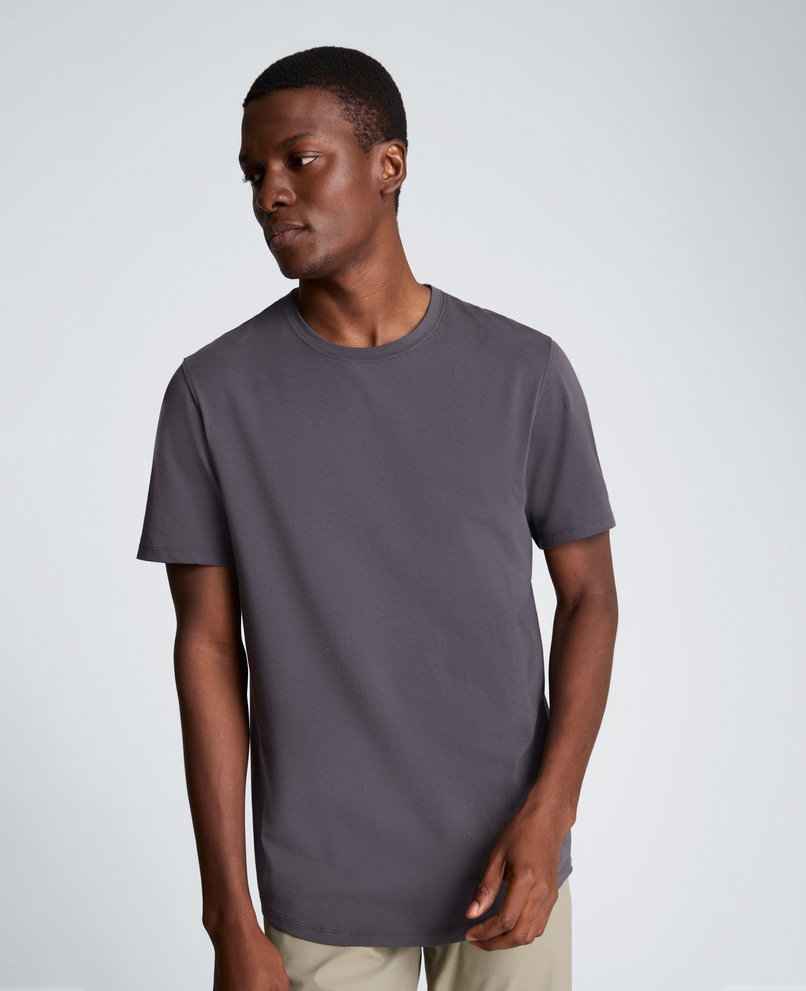 Kenneth Cole Reaction Clothing Performance Crew Neck T-Shirt maglietta antracite S cotone elasticizzato