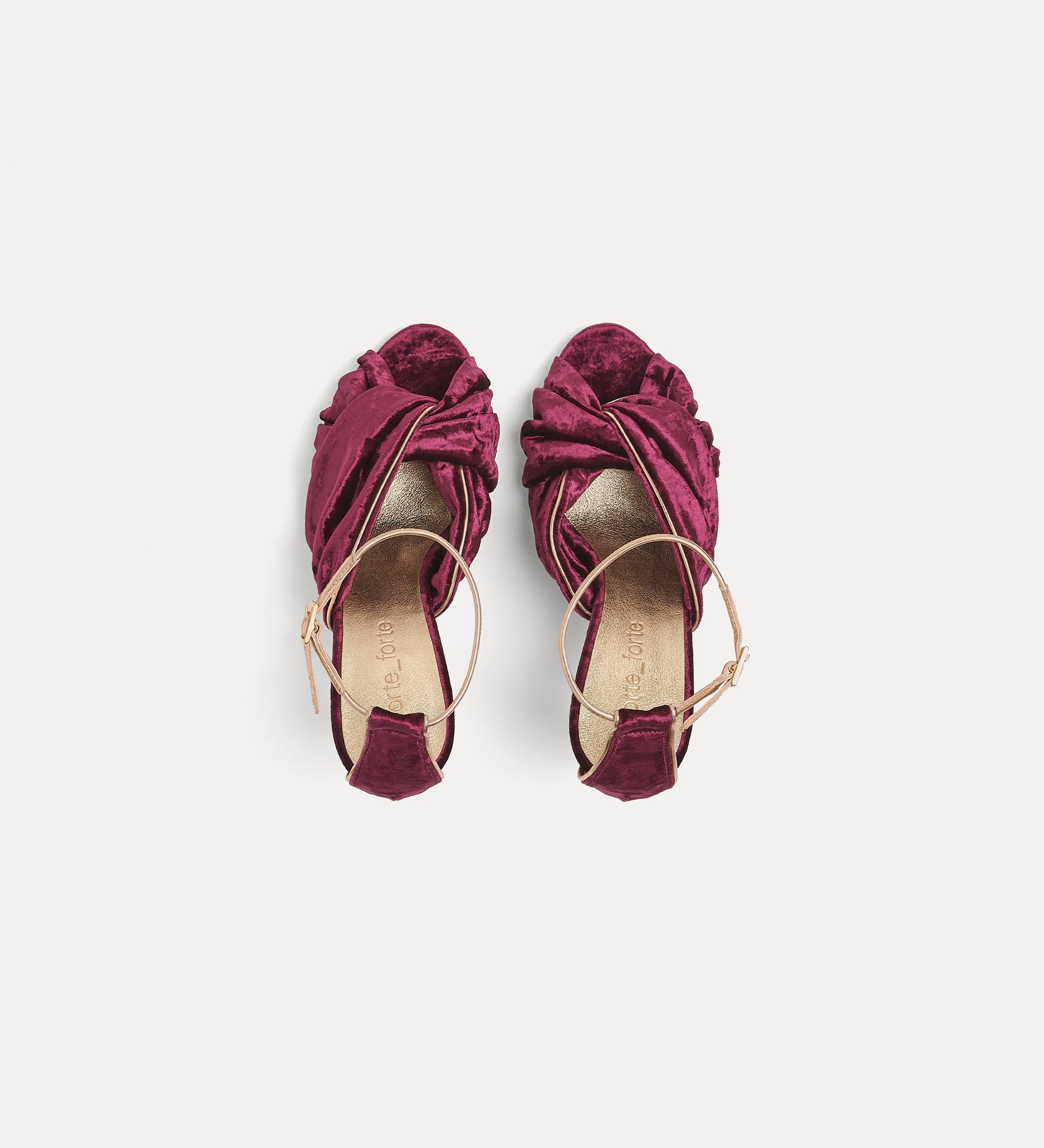 Forte scarpe velvet criss-cross sandals with high heels sandali ruby