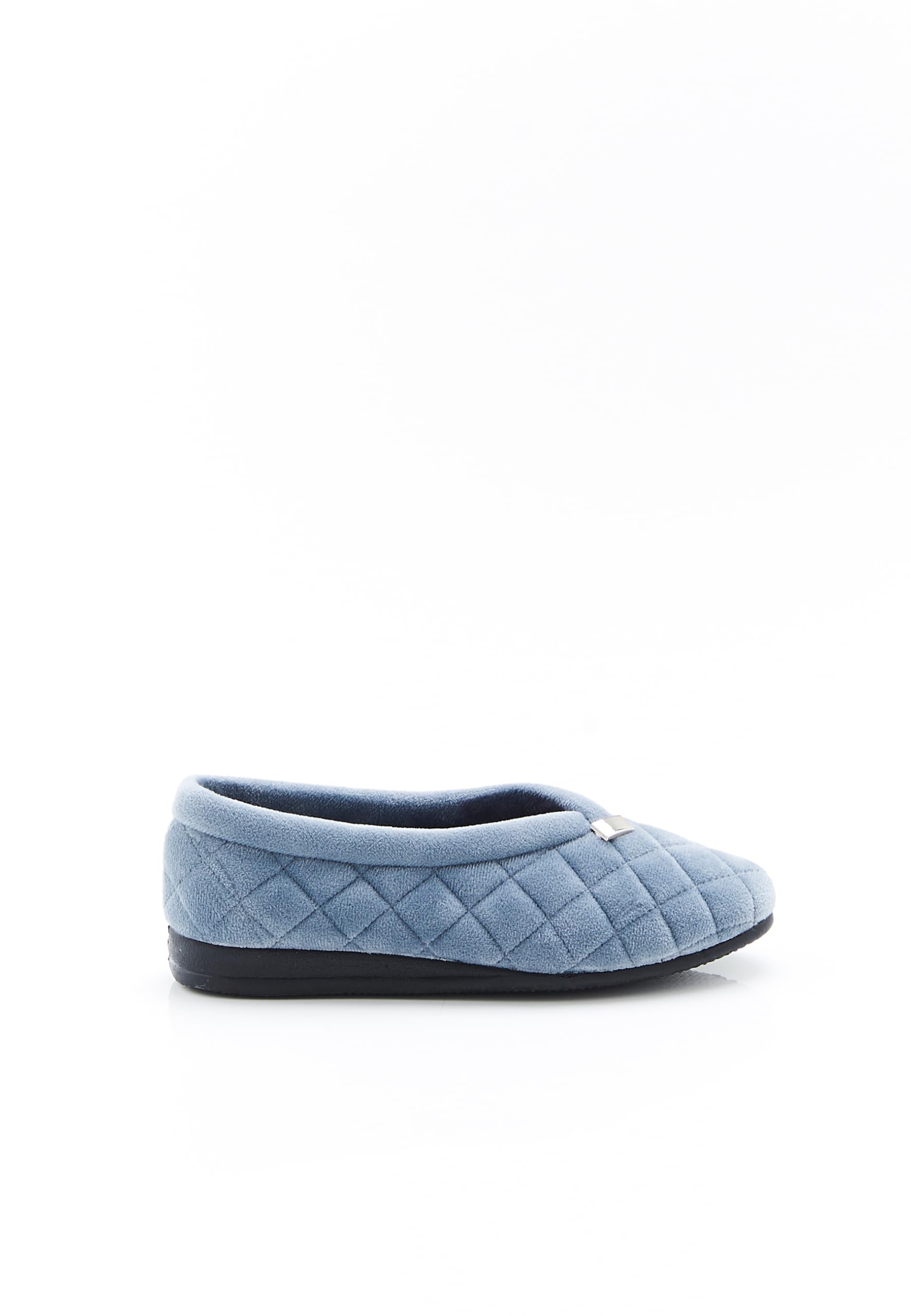 Damart Calzature pantofole da donna in velluto trapuntato blu