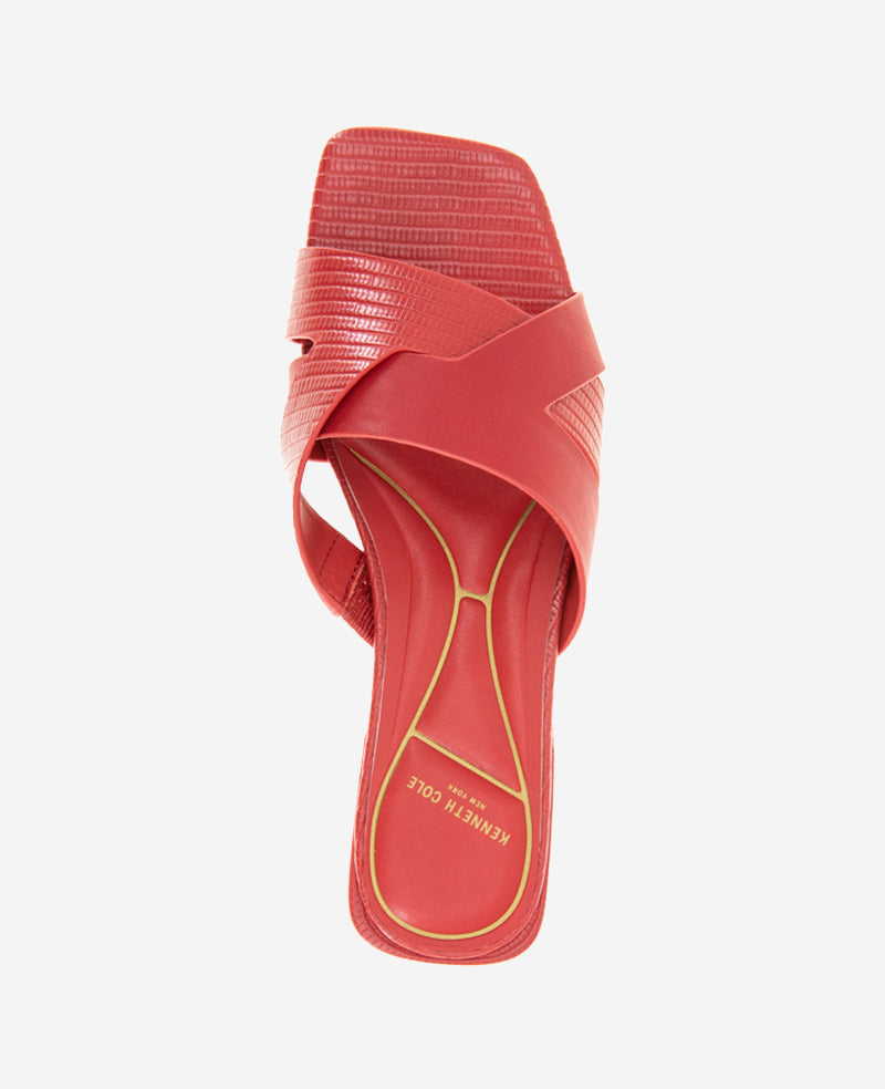 Kenneth Cole Reaction Shoes Issa Embossed Lizard Sandal sandalo rosso effetto lucertola