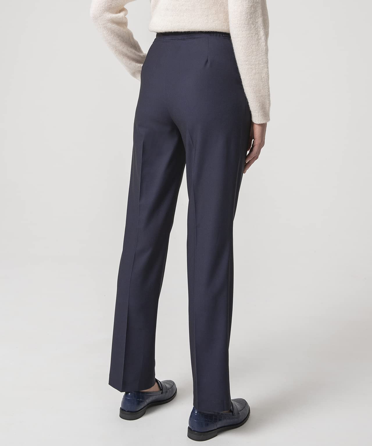 Damart Prêt-à-porter pantaloni donna blu navy 40 taglio ampio