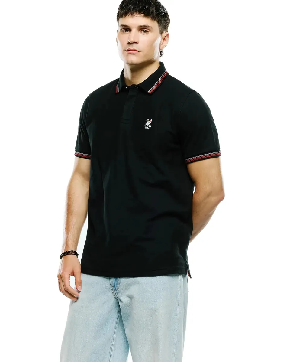 Psycho Bunny Men's Polos Jaydon Pima Piqué Polo polo nera 001 Black