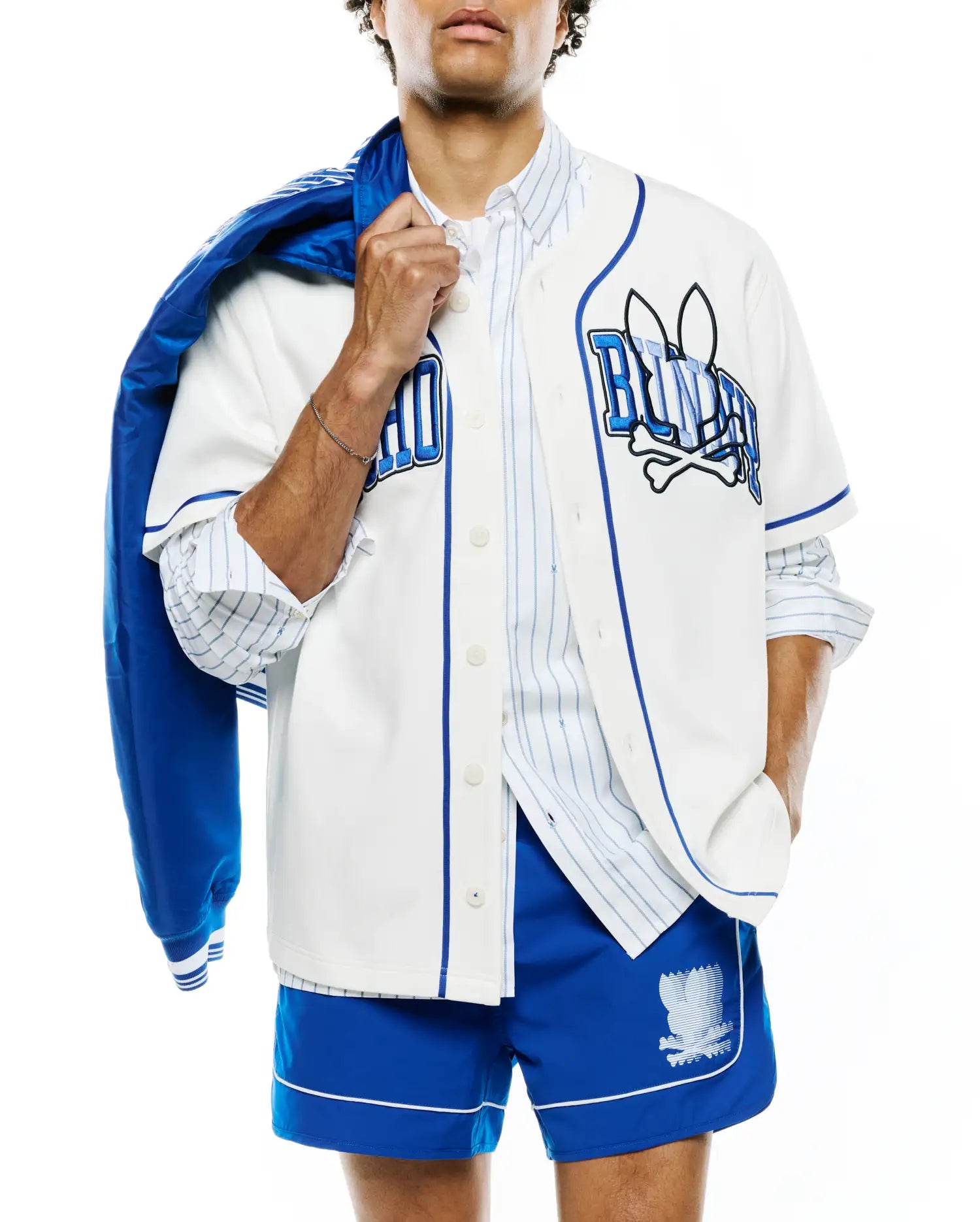 Psycho Bunny Men's Shirts Nathaniel Baseball Shirt camicia 049 Ecru