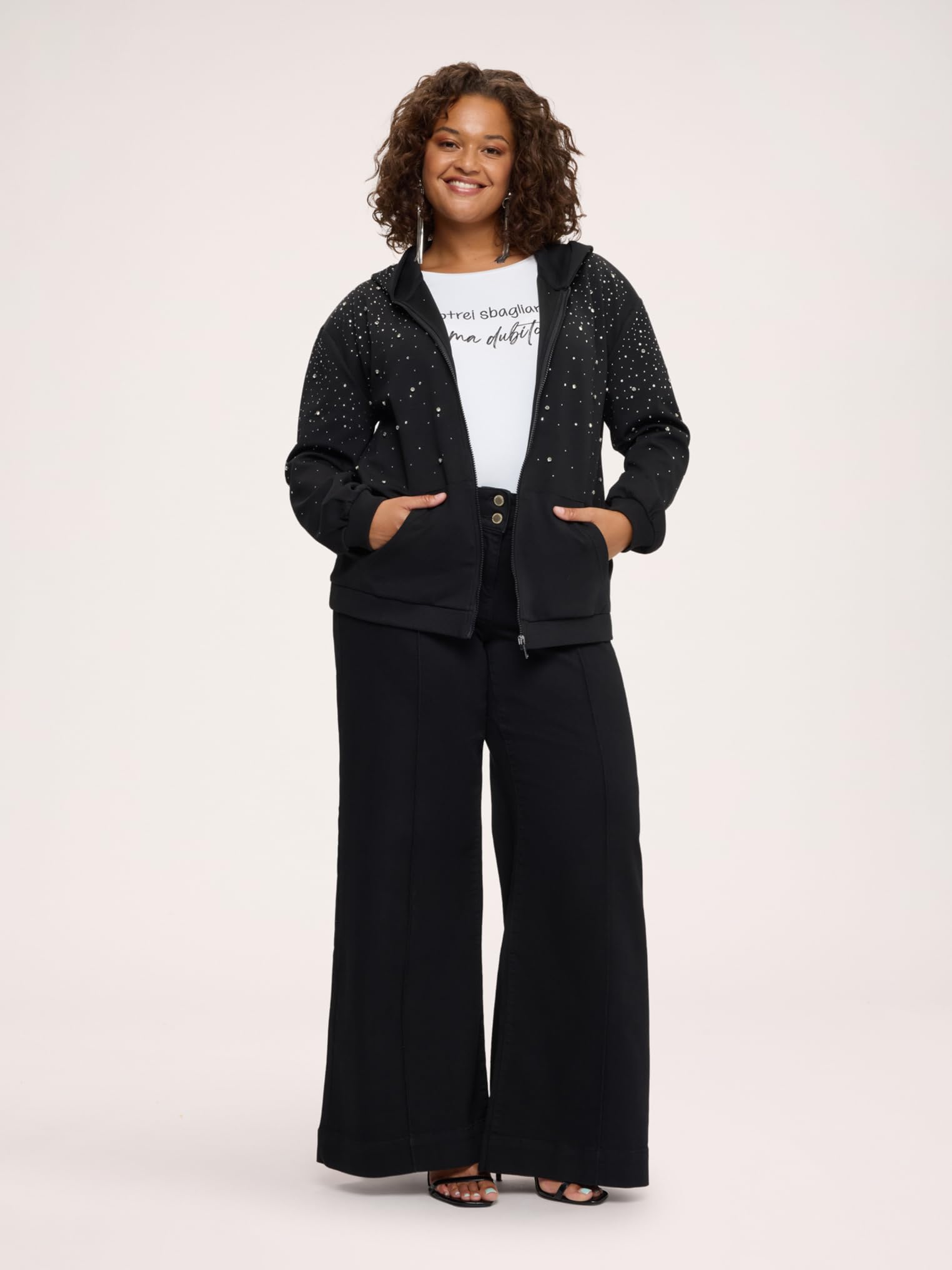 Fiorella Rubino Maglie e felpe Felpa aperta con applicazioni luminose M Plus