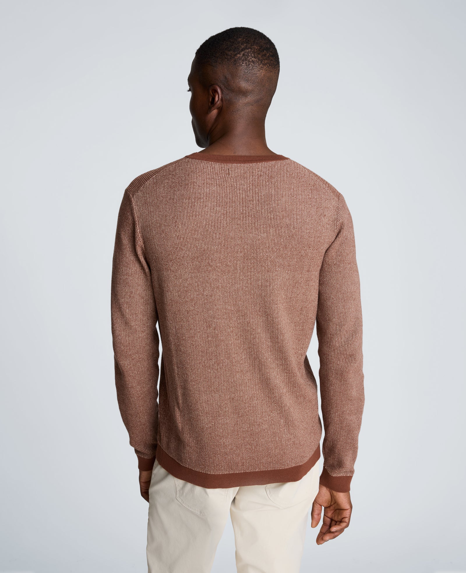 Kenneth Cole Reaction Clothing Sweater Crewneck maglione marrone cotone