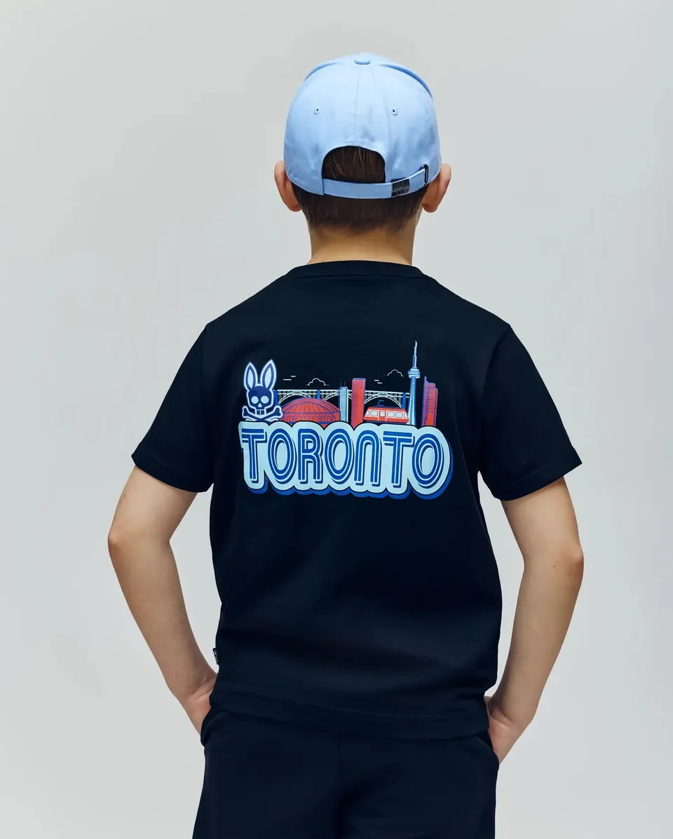 Psycho Bunny Kids Tees Toronto Tee B0U383F200 maglietta nera in cotone Pima