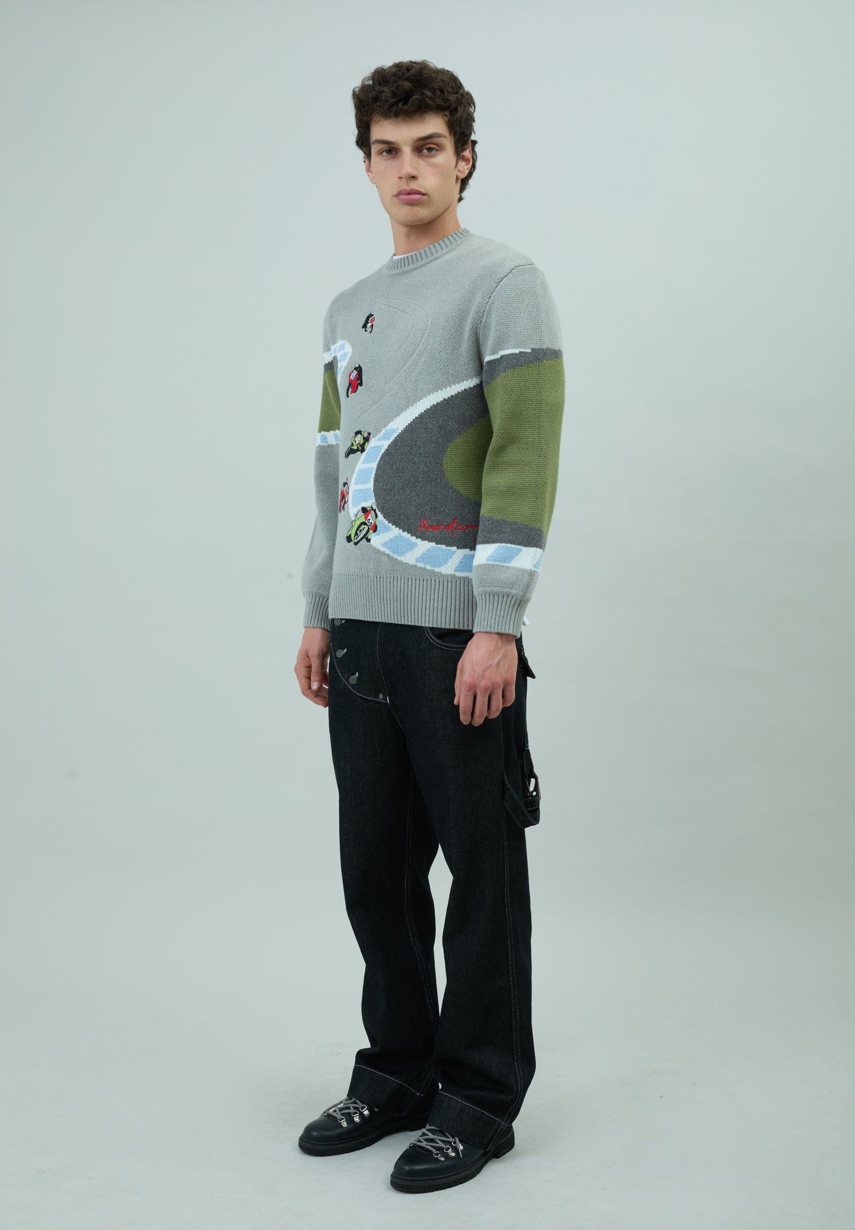 House Of Sunny Women's Knitwear SUPERBIKES KNIT maglione jacquard grigio