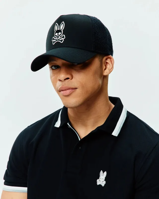 Psycho Bunny Accessories Elijah Trucker Cap MO1500113 cappellino nero regolabile