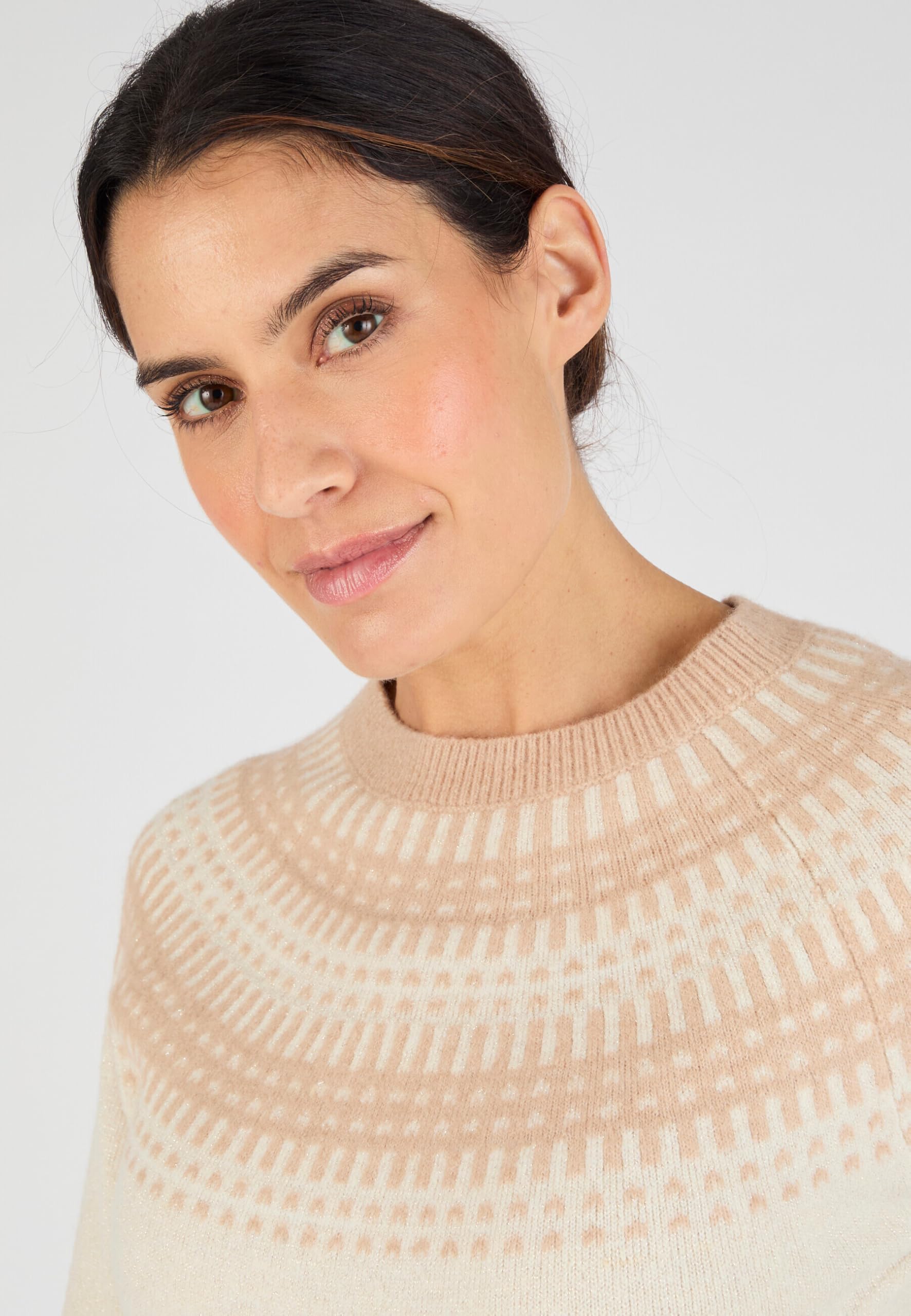Damart Thermolactyl maglione da donna jacquard marrone beige