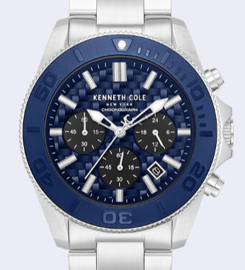 Kenneth Cole Reaction Chronograph Bracelet Watch orologio argento 5 ATM