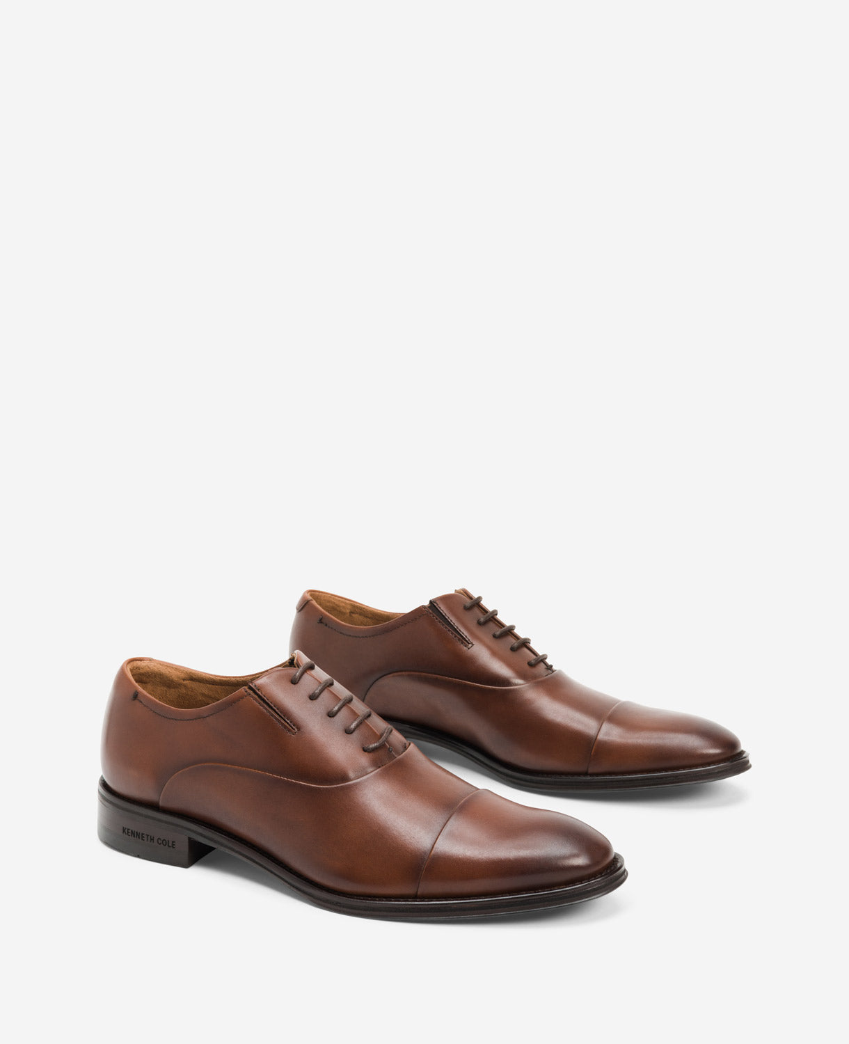 Kenneth Cole Reaction Shoes Lace Up Cap Toe Oxford cognac in pelle