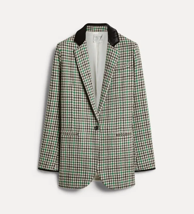 Forte giacche jacket with a british chequered pattern royal verde quadri lana