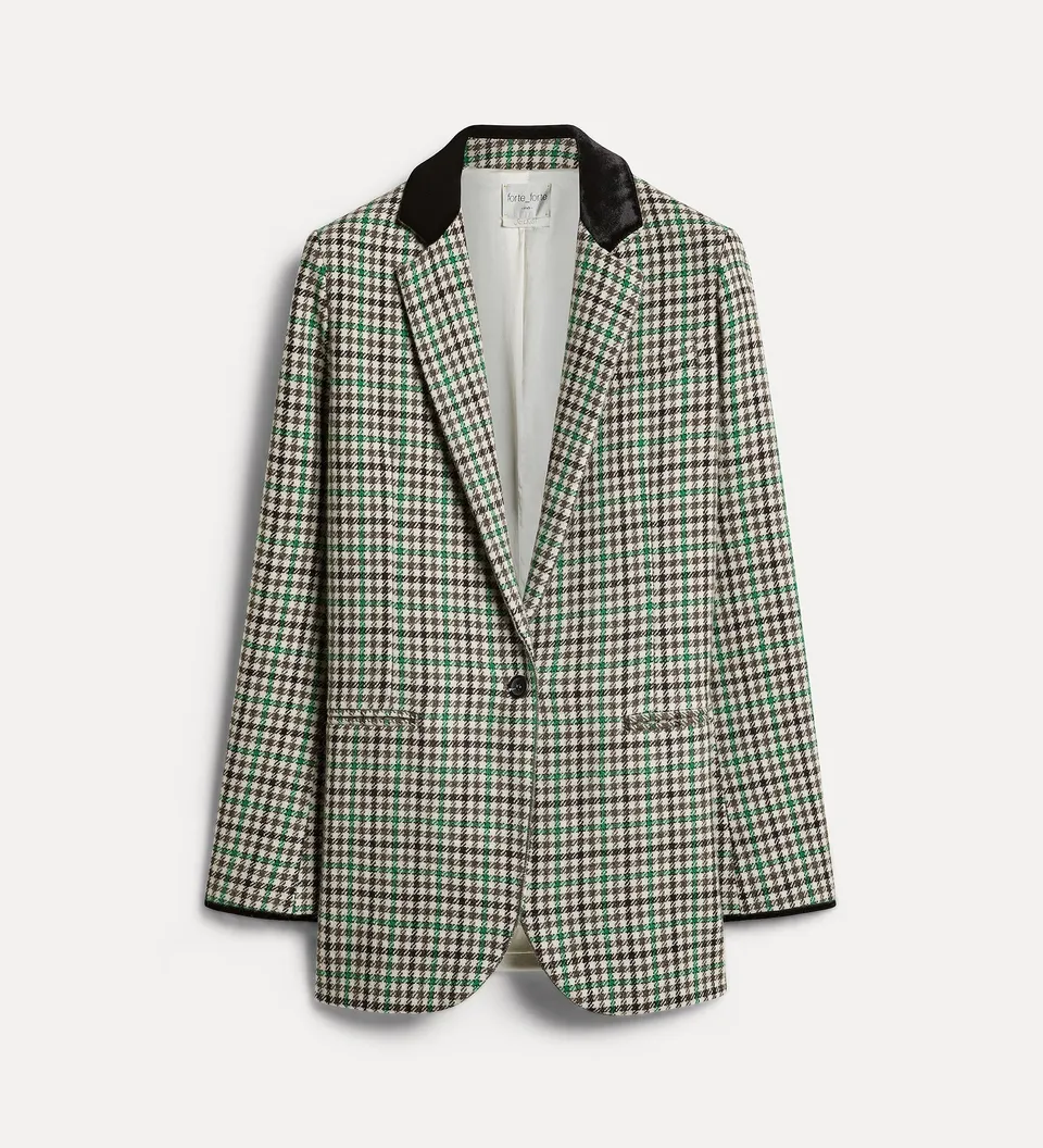 Forte giacche jacket with a british chequered pattern royal verde quadri lana