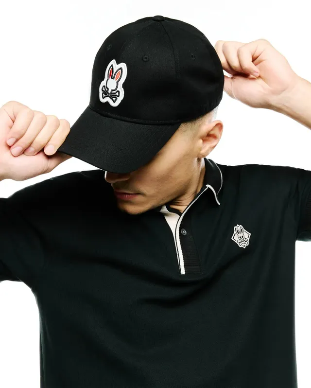 Psycho Bunny Accessories Jaydon Baseball Cap cappellino nero regolabile