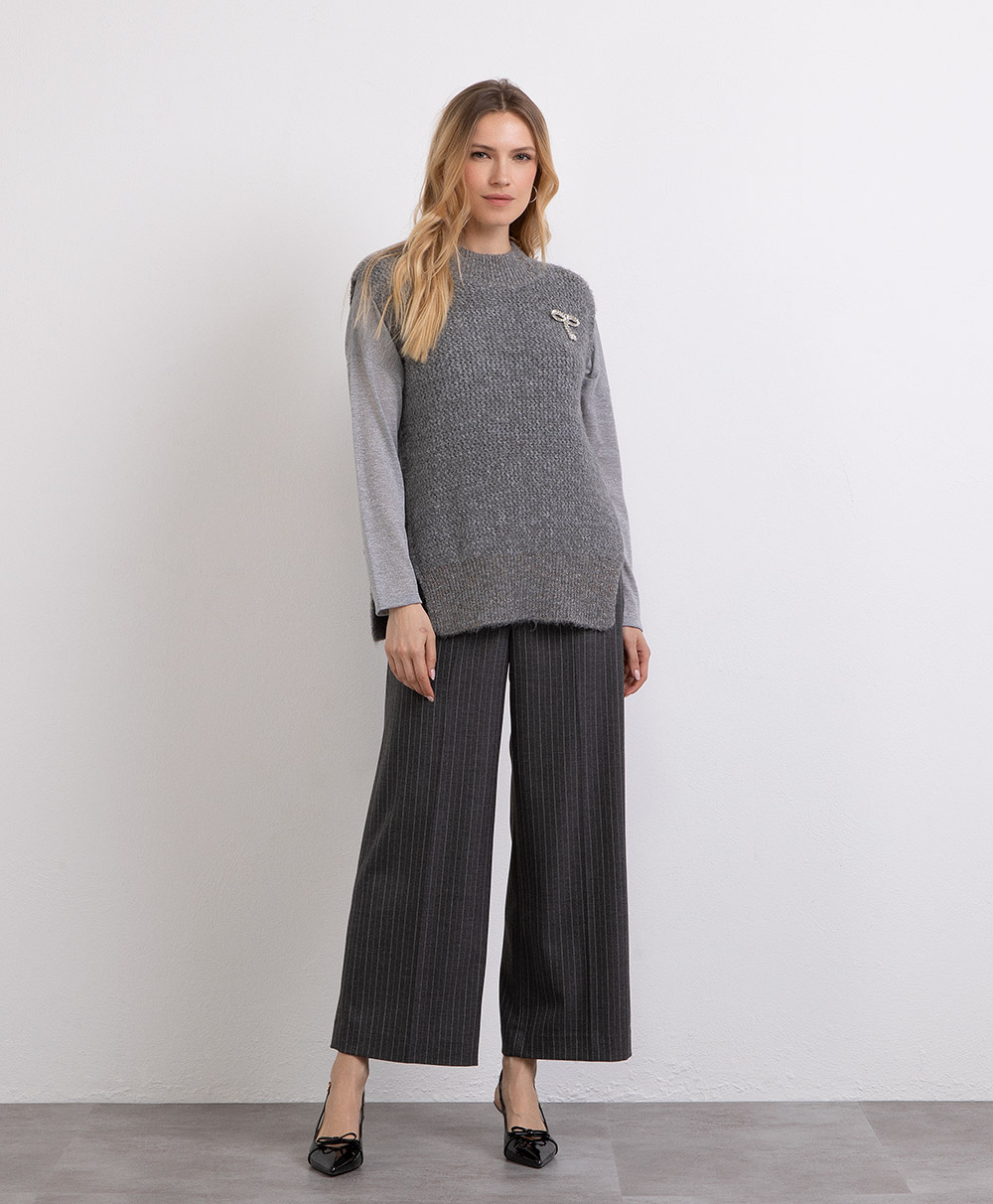 Markup Donna Maglieria Lupetto smanicato bordi lurex