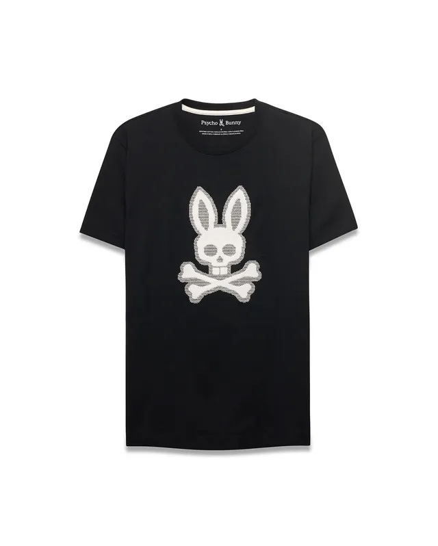 Psycho Bunny Men's Tees MEN'S SAMSON GRAPHIC TEE MT0200475 T-shirt nera ricamata