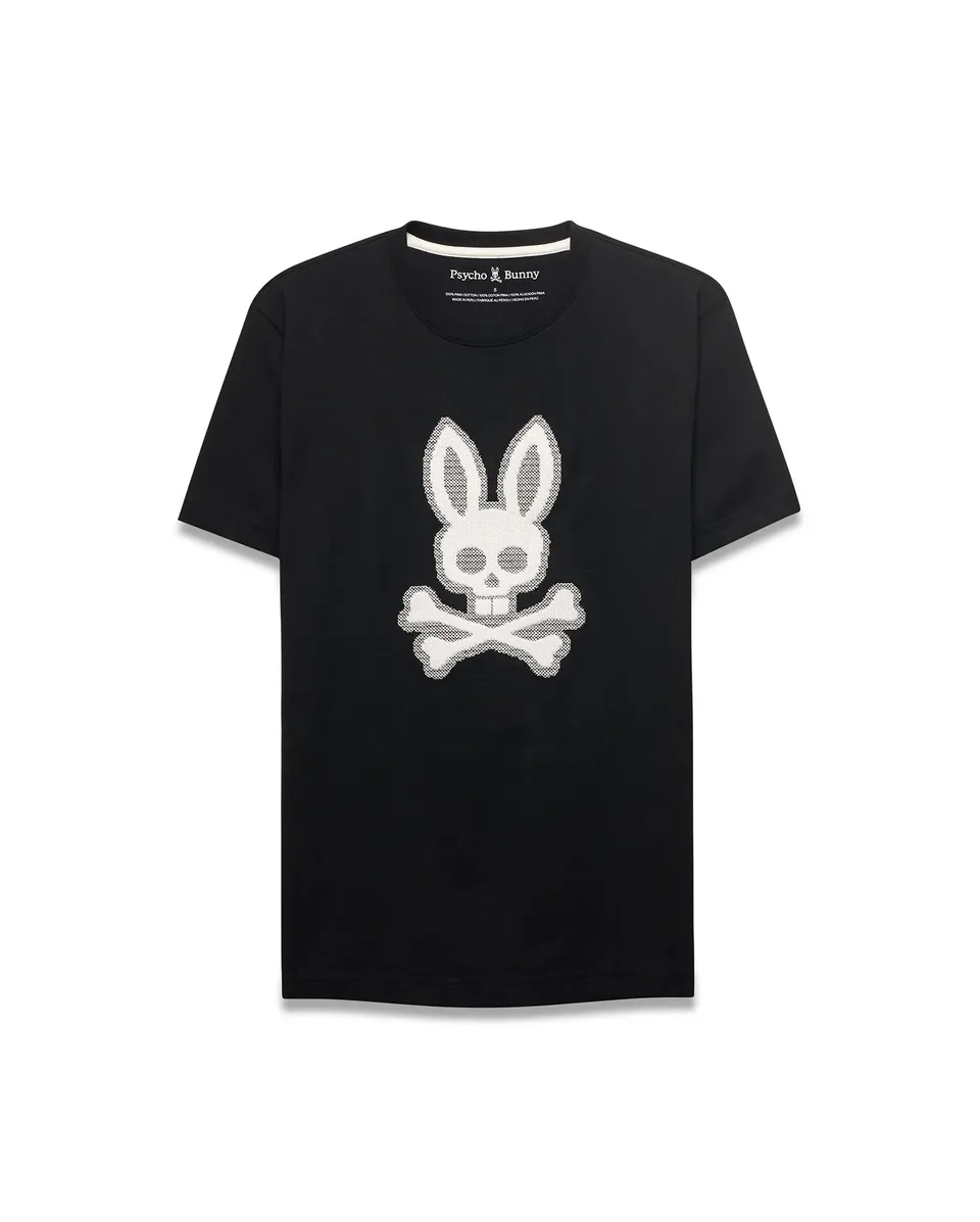 Psycho Bunny Men's Tees MEN'S SAMSON GRAPHIC TEE MT0200475 T-shirt nera ricamata