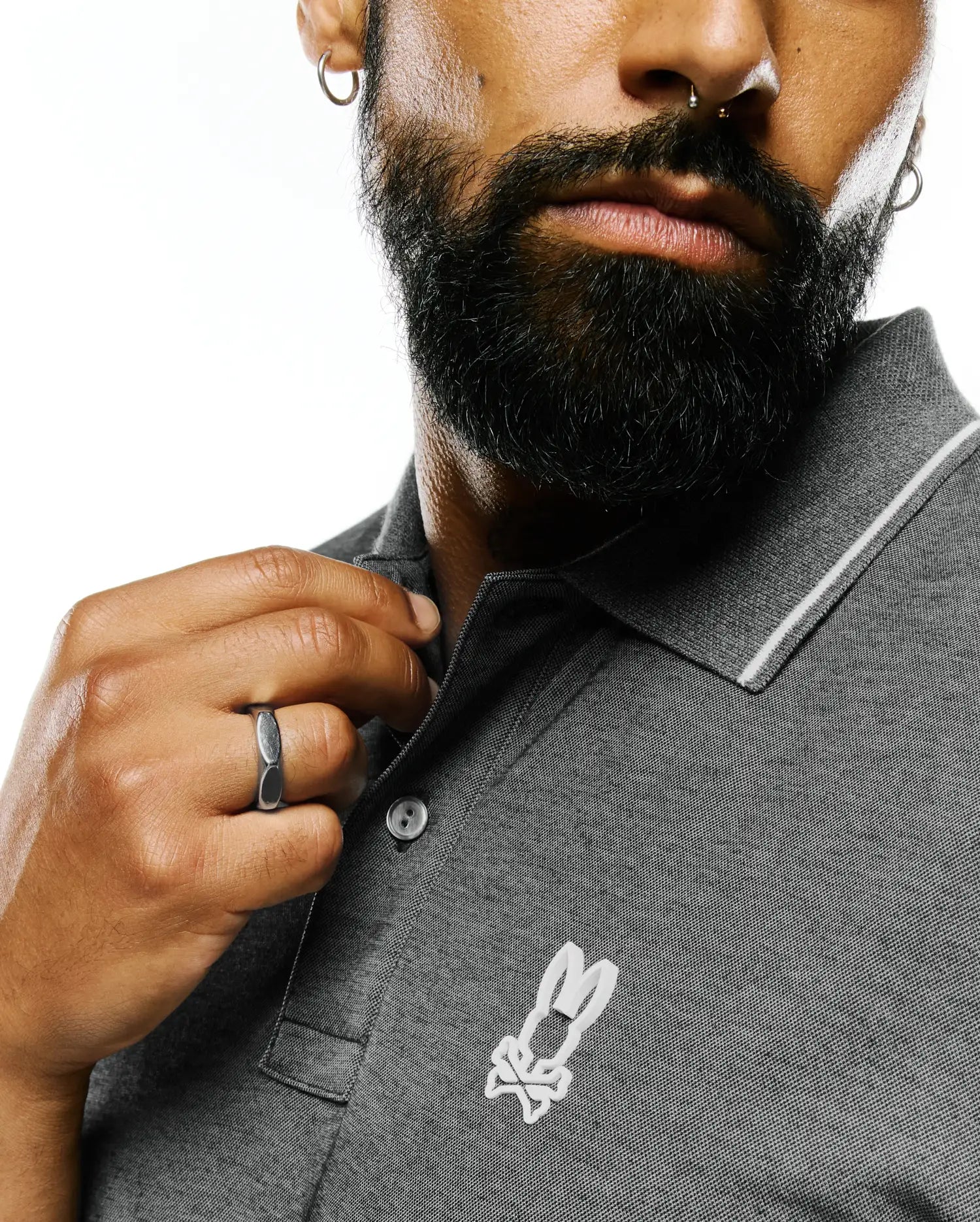 Psycho Bunny Men's Polos Joji Performance Polo polo Heather Storm slim fit