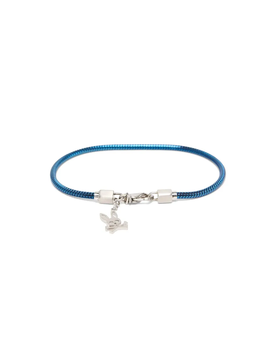 Psycho Bunny Accessories Men's Snake Chain Bracelet bracciale blu acciaio