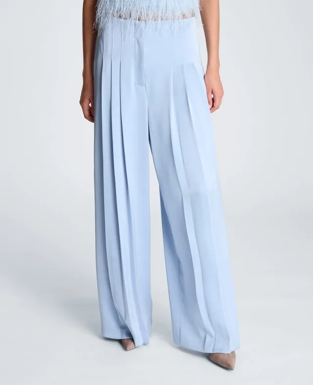 Kenneth Cole Reaction Clothing Fly Front High Rise Wide Leg Stitched Triple Pleat Pant pantaloni blu taglia 0–14 in raso