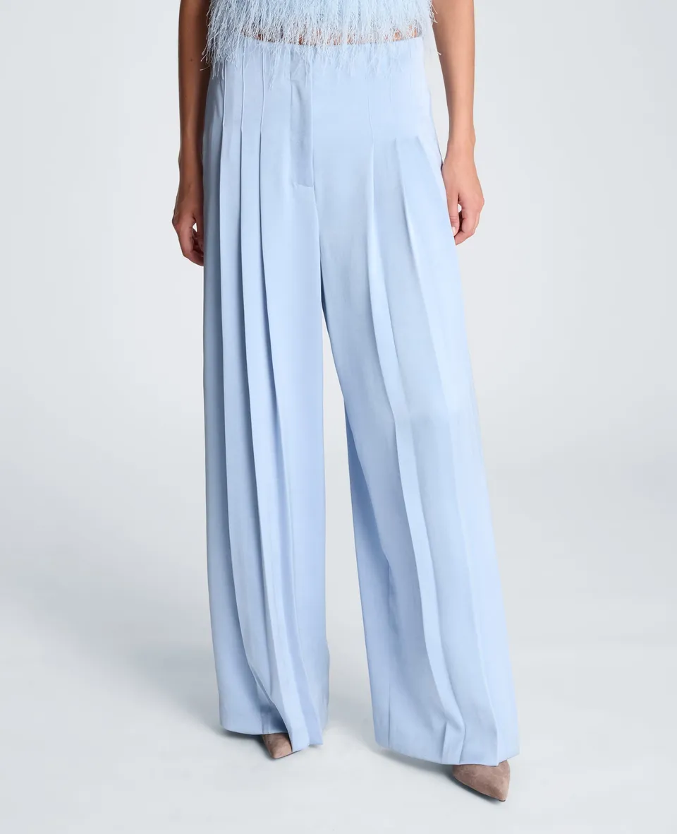 Kenneth Cole Reaction Clothing Fly Front High Rise Wide Leg Stitched Triple Pleat Pant pantaloni blu taglia 0–14 in raso