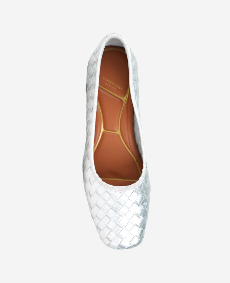 Kenneth Cole Reaction Shoes Birdie Woven Metallic Leather décolleté argento