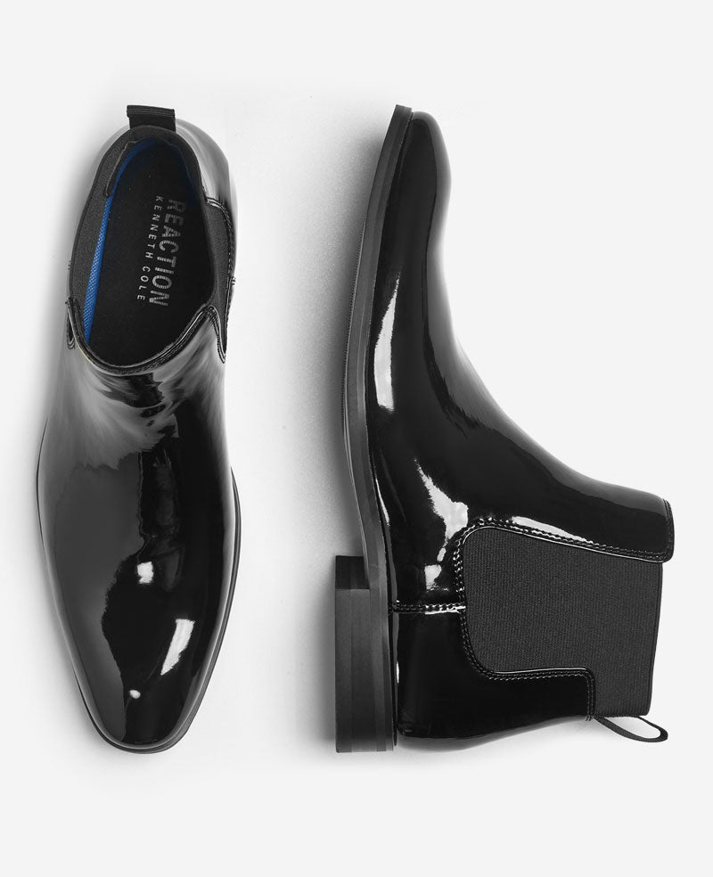 Kenneth Cole Reaction Shoes Hulard2 Chelsea Boot stivaletti neri lucidi