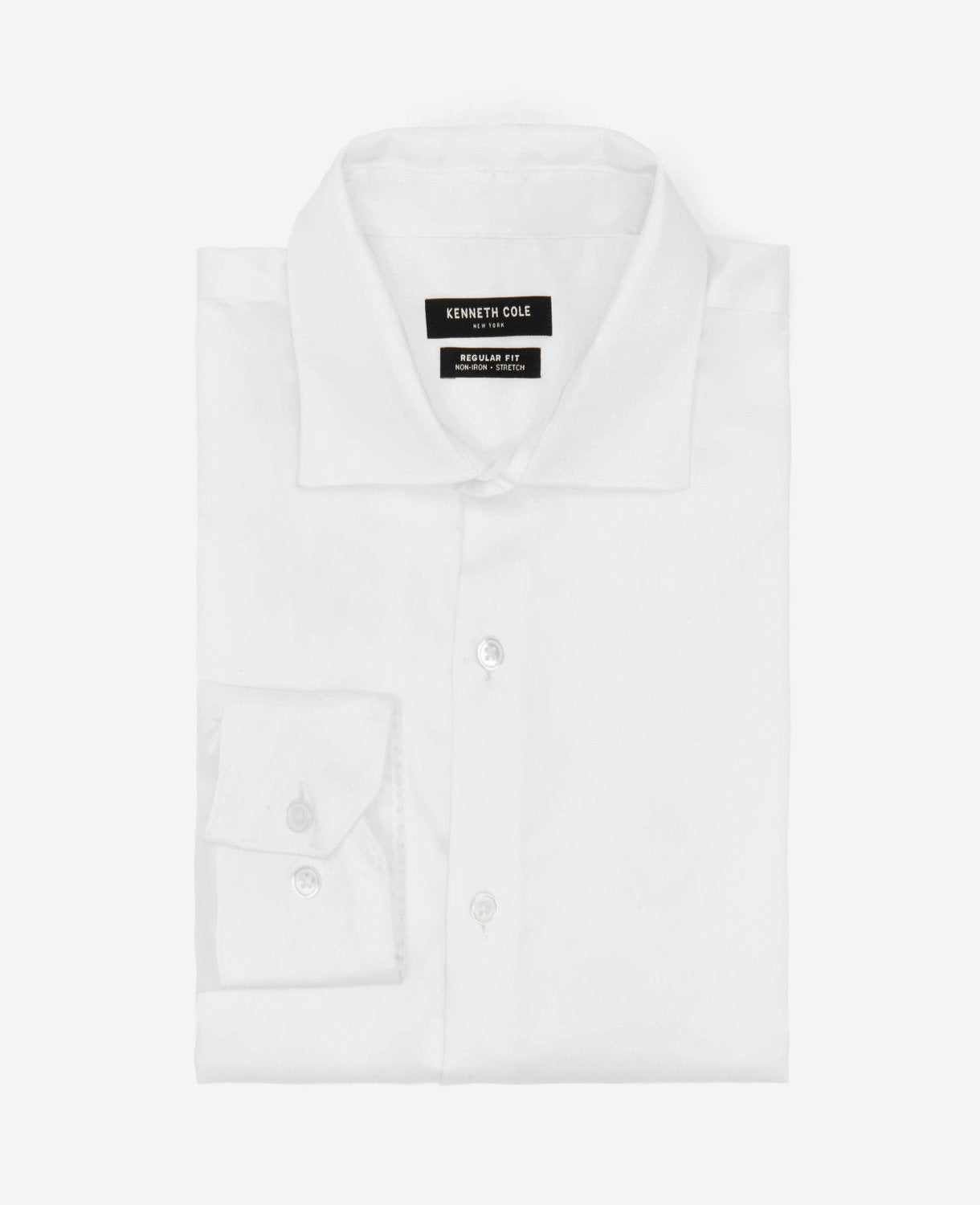 Kenneth Cole Reaction Clothing Regular-Fit Button-Down Stretch Dress Shirt camicia bianca 15/32 elasticizzata