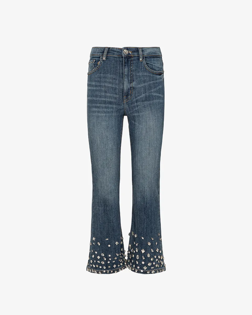 Markup Donna Jeans & Pantaloni Jeans flare cropped con pietre jeans