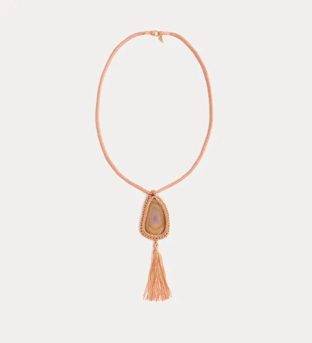 Forte gioielli rope and crochet necklace collana the U con pietra