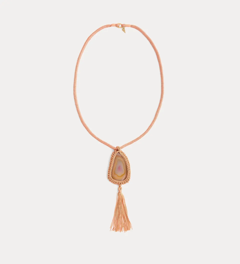Forte gioielli rope and crochet necklace collana the U con pietra