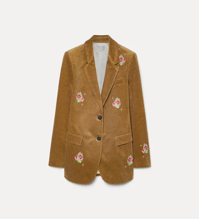 Forte giacche Bouquet Embroidery Jacket giacca marrone in velluto a coste