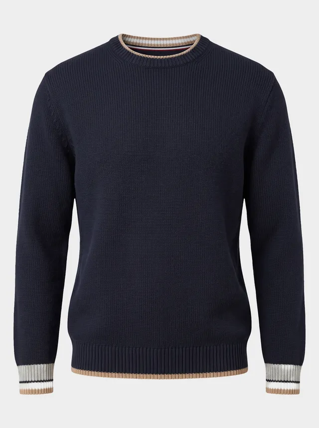 Markup Uomo Maglieria Maglione Girocollo Costine Contrasto