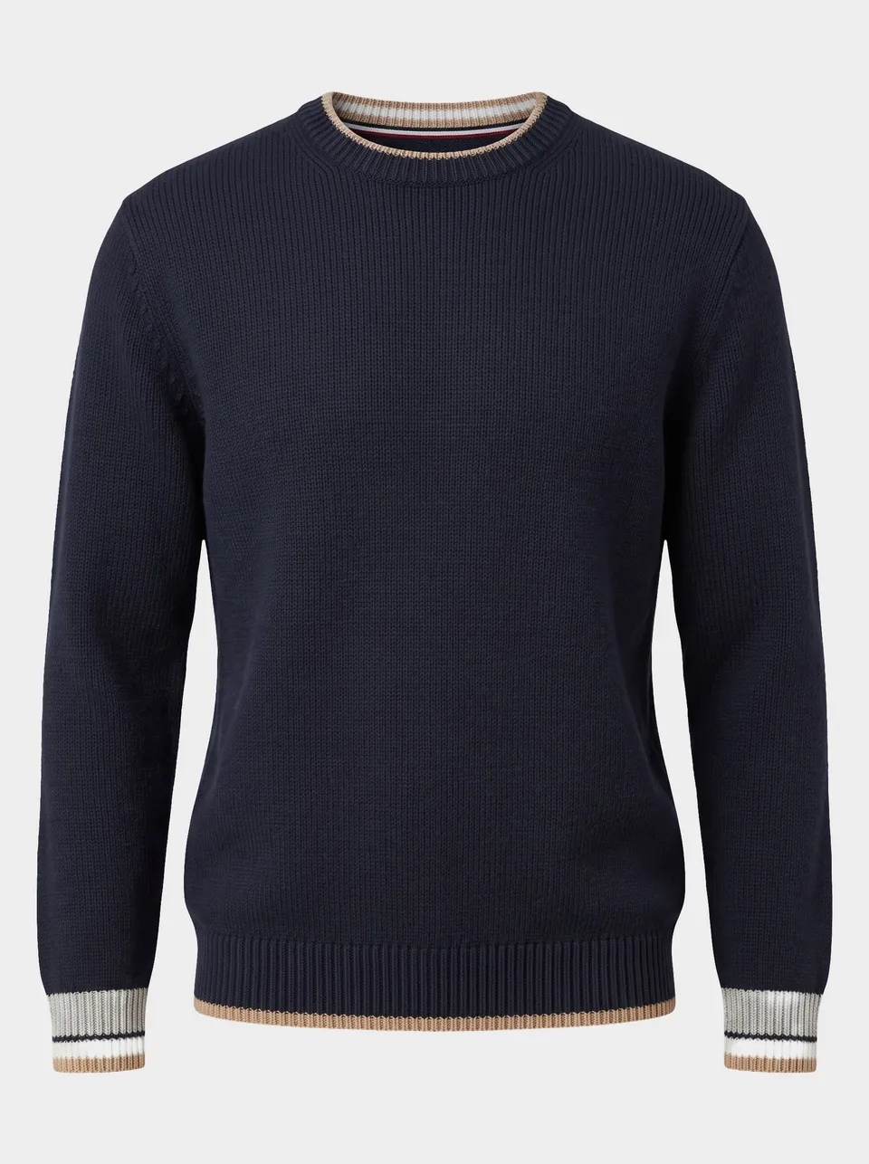Markup Uomo Maglieria Maglione Girocollo Costine Contrasto